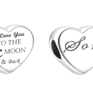 925 Sterling, silver Son/I love you to the moon and back charm